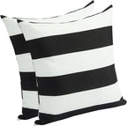 FUNHOME Outdoor Throw Pillows Water Resistant 18x18 inch,Decorative Throw Pillow with Insert Set of 2,Hidden Zipper Headrests for Patio Furniture Sofa Couch Chair (Black White Stripe)