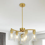 Modern Chandeliers for Dining Room 6-Light Gold Chandelier Seeded Glass Pendant Lights Kitchen Island for Living Room Foyer Bedroom E26 Base