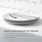 TP Melamine Plates Set of 8, 8-Inch Lightweight Reusable Plates for Picnic, Party, BBQ & Camping, Dishwasher Safe Tableware for Salads, Appetizers & Desserts, White