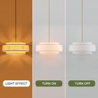 Modern 23.6" Large Drum Chandelier 6-Lights Vintage Modern Chandelier Light Fixture with Linen Shade Retro Farmhouse Drum Chandeliers for Dining Room, Kitchen Island, Living Room, Bedroom