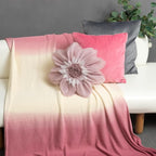 Handmade 3D Blush Pink Flower Pillow Cute Decorative Round Velvet Throw Pillows Modern Boho Farmhouse Accent Cushion for Bed Couch Car Bedroom Living Room Home Decor Gift 12 Inch Rose Gold