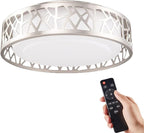 Flush Mount Ceilling Light Fixture with Remote Control, 12 Inch 3000K-6500K LED Ceiling Lights,24W Brushed Nickel Ceiling Light Flush Mount for Bedroom,Hallway,Kitchen,Entrance,Laundry