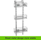 Orimade Adjustable Hanging Over the Shower Door Caddy with Hooks, Bathroom Organizer Shelf Storage Rack,No Drilling Rustproof Basket for Inside Shower, Sliver 3 Tier