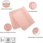 Silicone Dish Drying Mat for Multiple Usage,Easy clean,Eco-friendly,Heat-resistant Silicone Mat for Kitchen Counter or Sink,Refrigerator or Drawer Liner Pink 3XL 28 inches x 18 inches