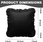 KKJIAF Ruffle Pillow Cases 26x26 Inches, Black Square Ruffled Pillow Covers Set of 2, Microfiber Wrinkle Resistant Pillow Shams with Envelope Closure for Sofa Bed Living Room