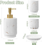 Bathroom Accessories Set 4 Pcs-Toothbrush Holders Set, Soap Dispenser, Cotton Swab Jars, Vanity Tray, Bathroom Organizer for Modern Bathrooms Decor, Gift for Home Apartment