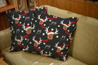 CAPSCEOLL 2PCS Gray Christmas Living Room Pillow Covers 18X18Inch Cute Deer Antlers Christmas and Scarf Snow Star Pillowcover for Bedroom Sofa Living Room Zipper Pillow Cases