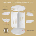 Makeup Organizer 360 rotating, Adjustable Skincare Organizers with Brush Holder, Cosmetics Display Cases for Vanity Bathroom Countertop Large Capacity Carousel Make up Caddy Shelf (White)