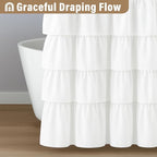 Seasonwood White Ruffle Shower Curtain Farmhouse Vintage Handcrafted Rustic Decorative Fabric Shower Curtains for Bathroom, 72" x 72"