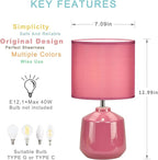 Lampwell Lena Small Modern Ceramic Bedside Table Lamp, 7.09H12.99IN, Purple, Bulb Excluded