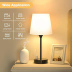 White Bedside Lamps for bedrooms Set of 2 - Nightstand Bedroom Lamp with USB C Port and AC Outlet Charging, 3 Way Dimmable Touch Control Small White Bed Side Table Lamp, Nightstand Light for Kids