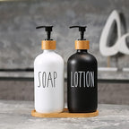 MOMEEMO Soap Dispenser Bathroom Set with Hand and Lotion Dispenser, Suitable for Bathroom Decor. (Black & White)