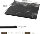 Natural Black Marble Cutting Board For Kitchen, 16 x 20 Inch Marble Slab Granite Cutting Board With Non-Slip Feet For Baking, Cheese, Chocolate, Black White Veins