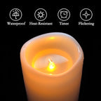 Homemory 4" x 8" Large Waterproof Outdoor Flameless Candles with Remote Control and Timer, Battery Operated Flickering LED Pillar Candles for Indoor Outdoor Lanterns, Porch, Long Lasting, Set of 4