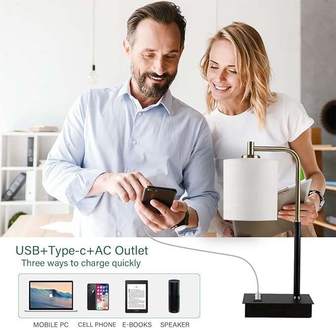 Mafeiyan Bedside Touch Lamps Decor Table Lamb with USB Port Outlet for bedrooms Living Room Touch Control Table Lamp 3-Way Dimmable Modern Bedside Nightstand Decor Lamb Gift for Sleep aid lamp