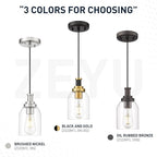zeyu Pendant Lights Kitchen Island, Modern Kitchen Pendant Lighting Over Island for Dining Room, Brushed Nickel Hanging Lights Fixtures with Clear Glass Shade, ZG33M1L BN