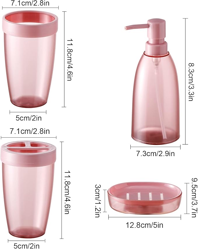 iMucci Bathroom Accessories Set 5Piece Sea Bathroom Sets, Toothbrush Holder, Toothbrush Cup, Lotion Soap Dispenser, Soap Dish and Qtip Holder Bathroom Decor