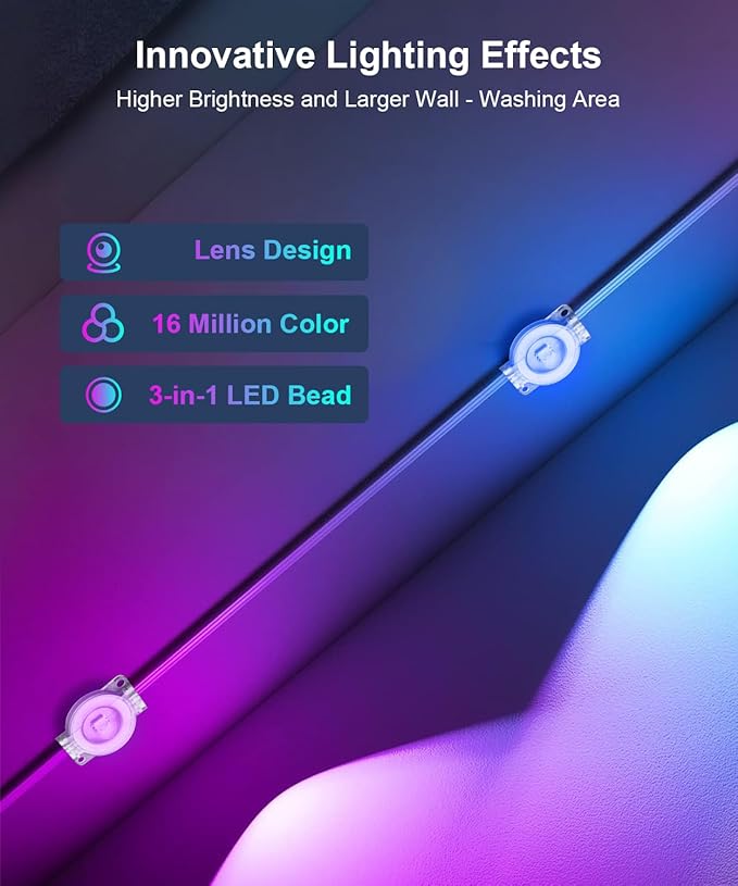 Nexillumi Permanent Outdoor Lights for House, 200ft Smart RGB LED Lights Outside with 16 Million DIY Colors, IP67 Waterproof Eternity Eaves Lighting for Christmas Halloween Holiday Daily Decorations