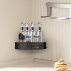 Shower Caddy Shelf Rack, Self Adhesive Shower Shelves with Hooks, Rustproof Bathroom Organizers and Storage, Home Decor Accessories (Triangle-Black)