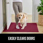 GORILLA GRIP Dirt Grabber Mesh Doormat, Low-Profile, Stain and Fade Resistant Heavy Duty Quick Dry Striped Doormats, Mats for Indoor or Outdoor Entry, Shoe Scraper, Garage Entrance Mat, 35x23 Burgundy