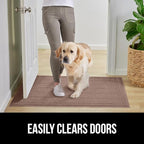GORILLA GRIP Dirt Grabber Mesh Doormat, Low-Profile, Stain and Fade Resistant Heavy Duty Quick Dry Striped Doormats, Mats for Indoor or Outdoor Entry, Shoe Scraper, Garage Entrance Mat, 35x23, Latte