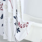 Long Fabric Shower Curtain, Burgundy and Navy Floral Plant Shower Curtains for Bathroom, Modern Decorative Bathroom Curtains, 78" W x 78" H