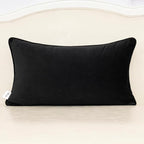 Alerfa Black Floral Throw Pillow Cover 12 x 20 Inch Cut Velvet Rectange Luxury Decorative Lumbar Pillow Cover for Couch Living Room Bedroom