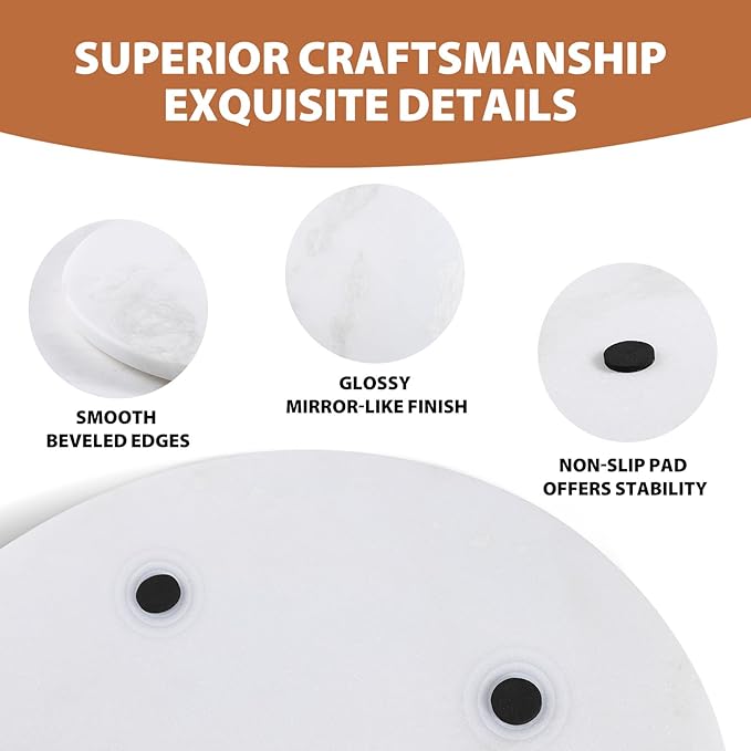Koville African Natural Marble Cutting Board for Kitchen, 16inch Round Hand Crafted Marble Slab for Cheese, Charcuterie, Pastry Board - Wedding Gift, House Warming Gift(Namib Fantasy)