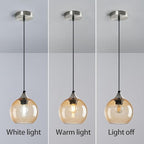 Light Brown Glass Pendant Lights Kitchen Island Globe Pendant Light Fixtures Modern Pendant Lighting for Bedroom Living Dining Room Light Fixture (5.9 in, 1 Pack)
