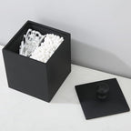 Cotton Swab Holder with Lid, Square Qtip Holder Bathroom Black, 2 Slot Resin Cotton Ball Canister Jar Cosmetics Makeup Countertop Organizer Containers Canister Apothecary Jar, Matte Black