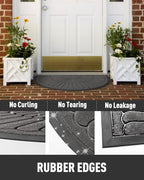 tchdio Door Mat Outdoor Indoor Entrance Doormat-Semicircular Durable Rubber Non Slip Front Door Mat for Outside Inside Entry Entryway Dirt Trapper WelcomeMat for Muddy Paws and Shoes-Grey 17”x30”