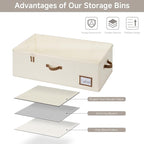 StorageWorks Under Bed Storage Bins, 10'' Underbed Storage Containers with Lid, 90L Clothes Organizer for Bedding, Blankets, Sweaters, Shoes, 2-Pack