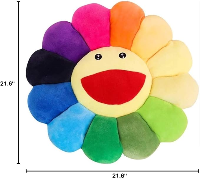 TEFU Flower Plush Pillow, Sunflower Pillow Soft & Comfortable Sunflower Cushion Colorful Sun Flower Plush Toy Home Bedroom Shop Restaurant Decor (Colorful,21.6in/55cm)