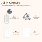 ComSaf 4oz 24PCS Spice Jars with Adjustable Shaker lids，93 Labels, Comdiment Jars Set, Empty Spice Containers and Square Ingredient Bottles for Kitchen and Seasoning, Salt and Pepper Shaker Set