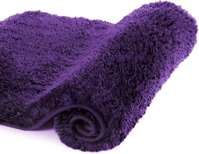 Walensee Large Bathroom Rug (24 x 48, Dark Purple) Extra Soft and Absorbent Shaggy Bath Mat, Machine Washable Microfiber, Non Slip Luxury Floor Mat