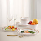 Melamine Dinnerware for 4, 12 Pieces Unbreakable Matte Plastic Plates and Bowls set, Kitchen Dish set BPA Free, Dishwasher Top Safe, Not Microwave, Not Oven (White)