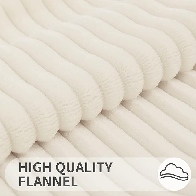 Simmore Decorative Fall Throw Pillow Covers 16x16 Set of 2, Soft Natural Plush Flannel Double-Sided Fluffy Couch Pillow Covers for Sofa Living Room, Cream White