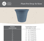 The HC Companies Sedona Round Self-Watering Pot - Lightweight Self Care Planter - Plastic Planter for Herbs & More - Durable Plant Pots for Indoor Plants & Outdoor Plants (7" Slate Blue, Pack of 1)