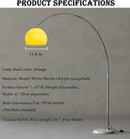 Nordic Simple Floor Lamp with Orange Acrylic Shade, Arc Reading Lamp for Living Room, Study Room&Bedroom Beside,Creative Orange Standing Lamps for Ambient Lighting