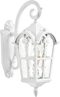 VIANIS White Porch Lights Outdoor, Outside Dusk to Dawn Light Fixtures Wall Mount, Exterior Lighting for House with Ripple Glass, Lantern Fixture for Patio Garage Front Coach, Anti-Rust Waterproof