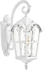 VIANIS White Porch Lights Outdoor, Outside Dusk to Dawn Light Fixtures Wall Mount, Exterior Lighting for House with Ripple Glass, Lantern Fixture for Patio Garage Front Coach, Anti-Rust Waterproof