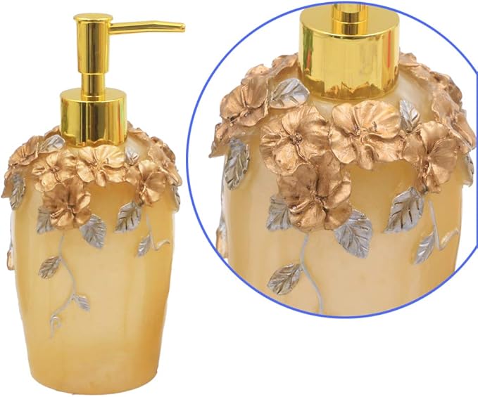 LUANT Vintage Pink Bathroom Accessories, 5Piece Bathroom Accessories Set, Bathroom Set Features, Soap Dispenser, Toothbrush Holder, Tumbler & Soap Dish - Bath Gift Set (Yellow)