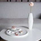 Marble Tray, White Bathroom Countertop, Decorative Serving Tray for Kitchen Counter and Coffee Table, Round Vanity Trays for Skincare and Perfume, Italian Statuario Natural Marble, 11.8