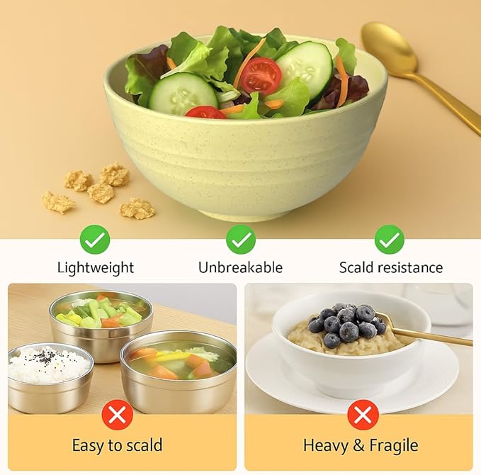 Teivio 20-Piece Kitchen Wheat Straw Dinnerware Set, Service for 4, Dinner Plates, Dessert Plate, Cereal Bowls, Pasta Bowls, Cups,Unbreakable Plastic Outdoor Camping Dishes, Khaki