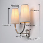 Yosoan Linen Wall Sconce Indoor Night Light Fixture, 2-Light Dual Vintage Industrial Hardwired Sconces Wall Lighting with Textile Fabric Shade Lamp for Bedroom Living Room Corridor Study(Brushed)