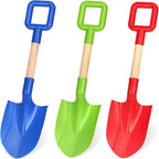 16" Beach Sand Shovels Toys for Kids, Gardening Tool Kits, Sturdy Long Wooden Spade for Sand Snow Digging, ABS Plastic Scoops Equipment Gift for Summer Winter Camping Backyard Planting (3PCS)