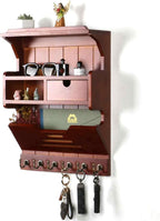 Key Holder for Wall, Mail and Key Holder, Mail Organizer Wall Mount with Storage Drawer and 6 Hooks, Easy Installation Key Rack for Entryway and Home Decor, Luxury Auburn
