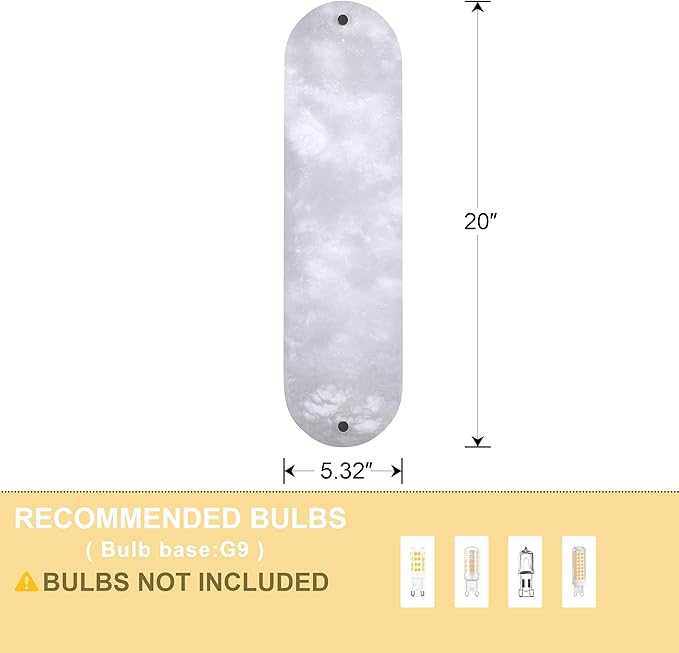 2 Pack 4 Light Oval 20" Alabaster Marble Bathroom Wall Sconce Modern Concise Style Wall Light Fixture,Dark Gray Finish for Bedroom Hallway Bedside