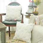GEEORY Easter Bunny Soft Plush Pillow Covers, 20 x 20 Inch Set of 2, Fluffy Faux Fur Wool Decorative Farmhouse Cushion Case for Sofa Home Decoration Cream GC013-20
