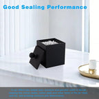 Cotton Swab Holder with Lid, Square Qtip Holder Bathroom Black, 2 Slot Resin Cotton Ball Canister Jar Cosmetics Makeup Countertop Organizer Containers Canister Apothecary Jar, Matte Black